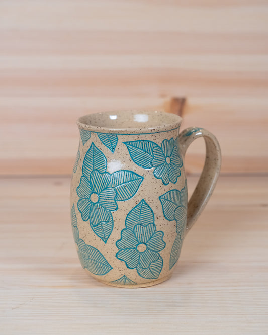 Turquoise Floral Inlay Mug