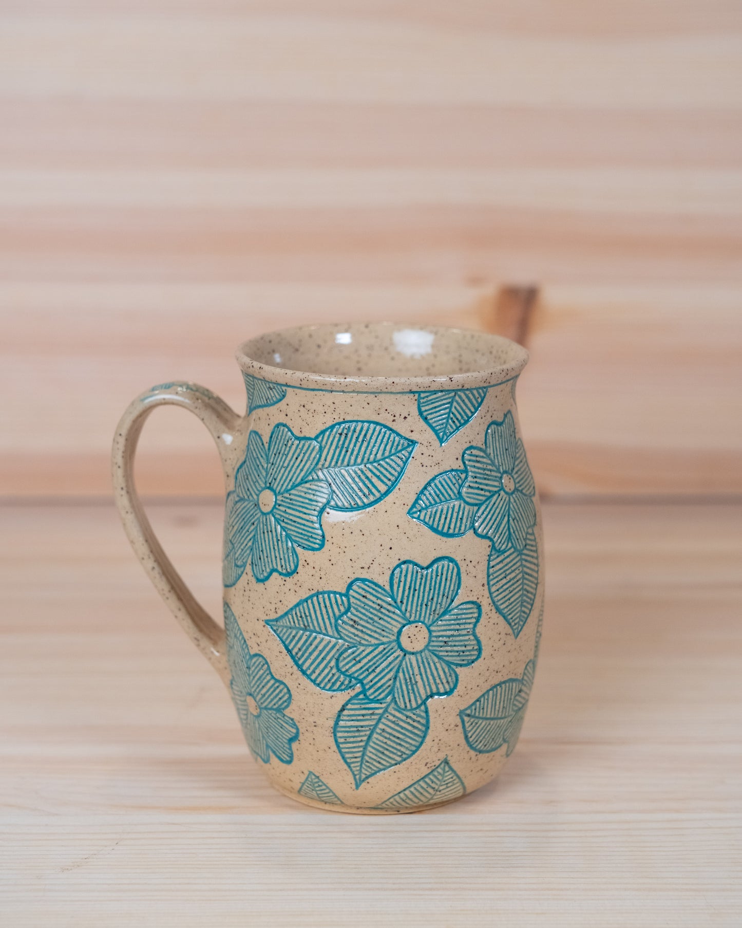 Turquoise Floral Inlay Mug