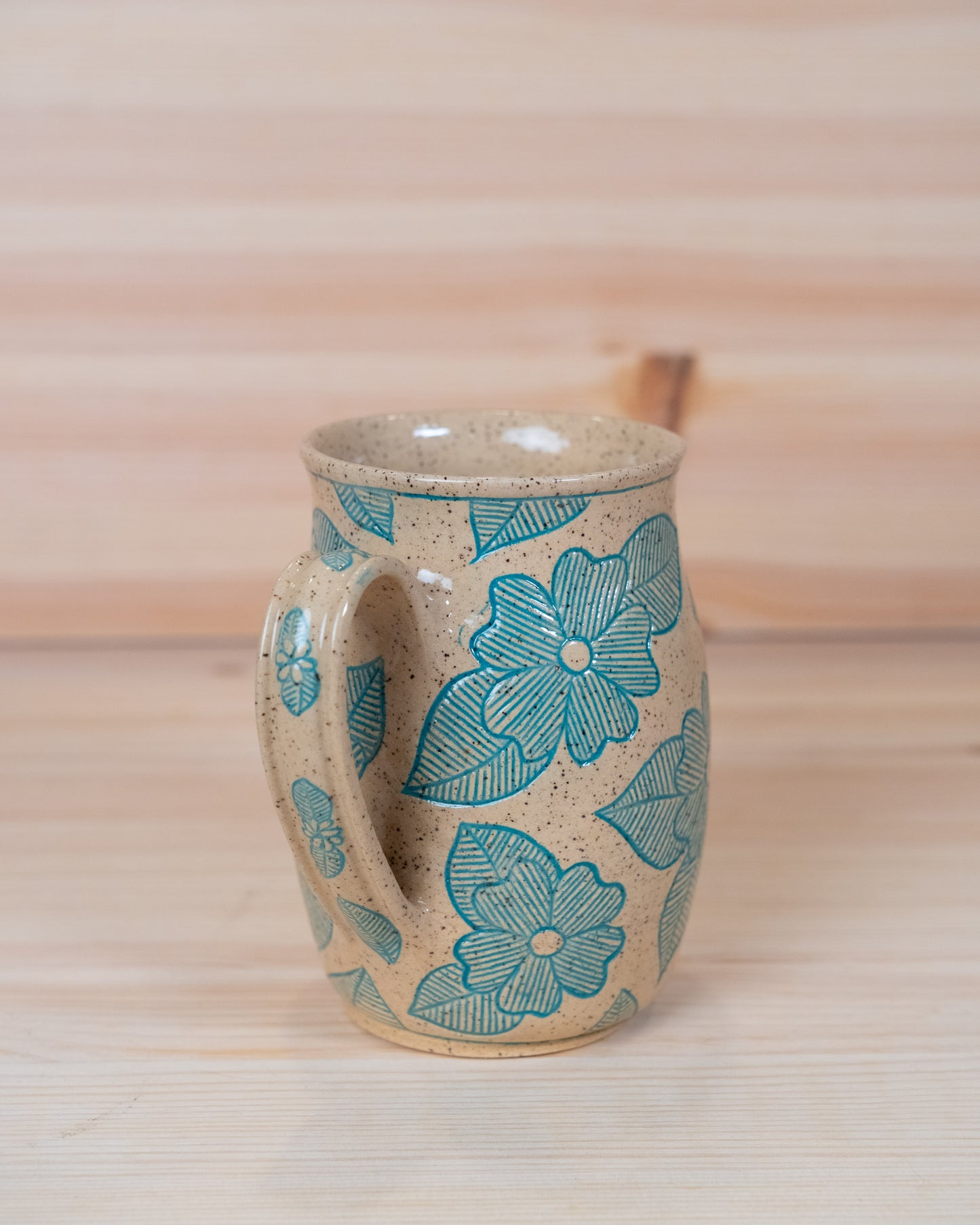 Turquoise Floral Inlay Mug
