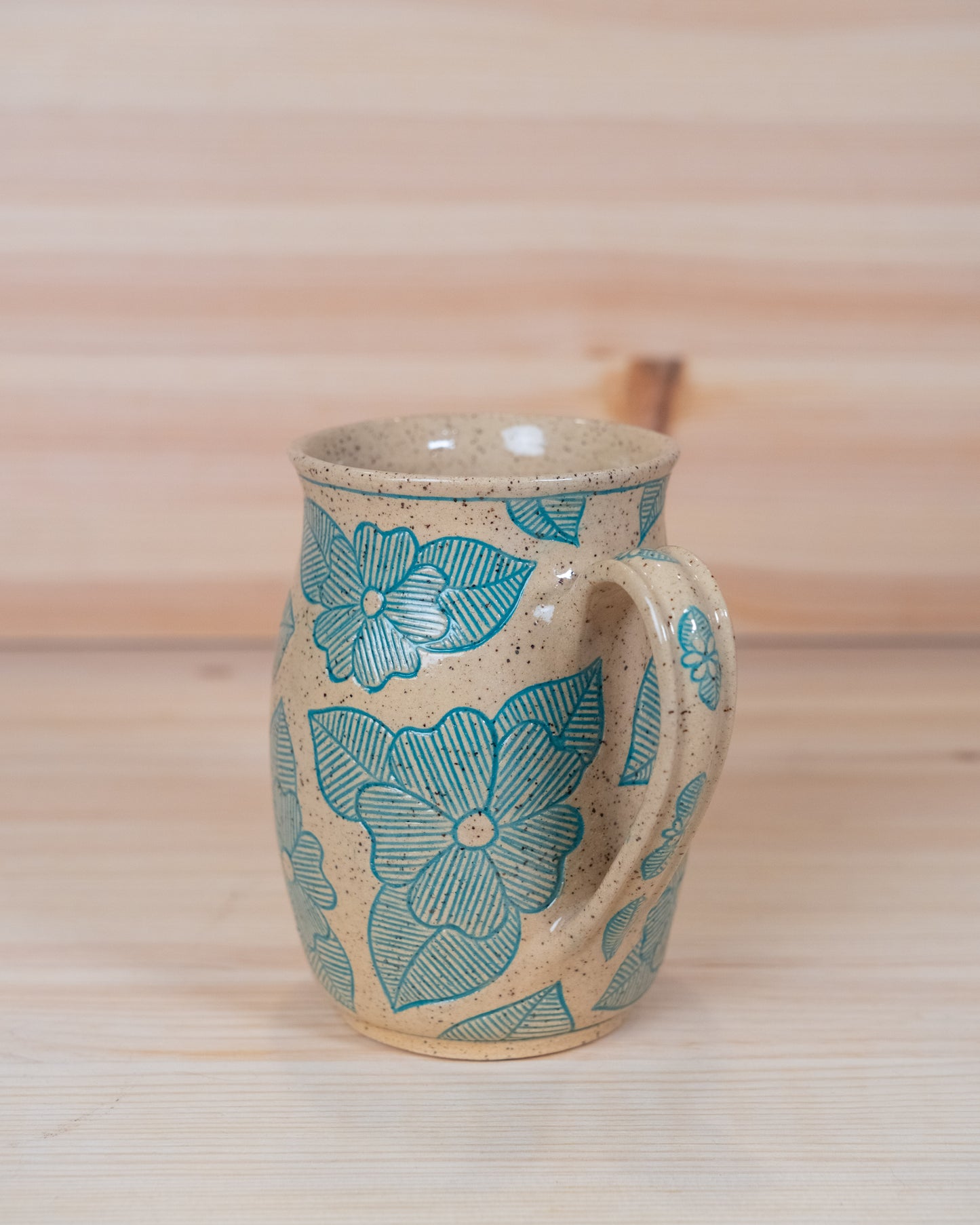 Turquoise Floral Inlay Mug