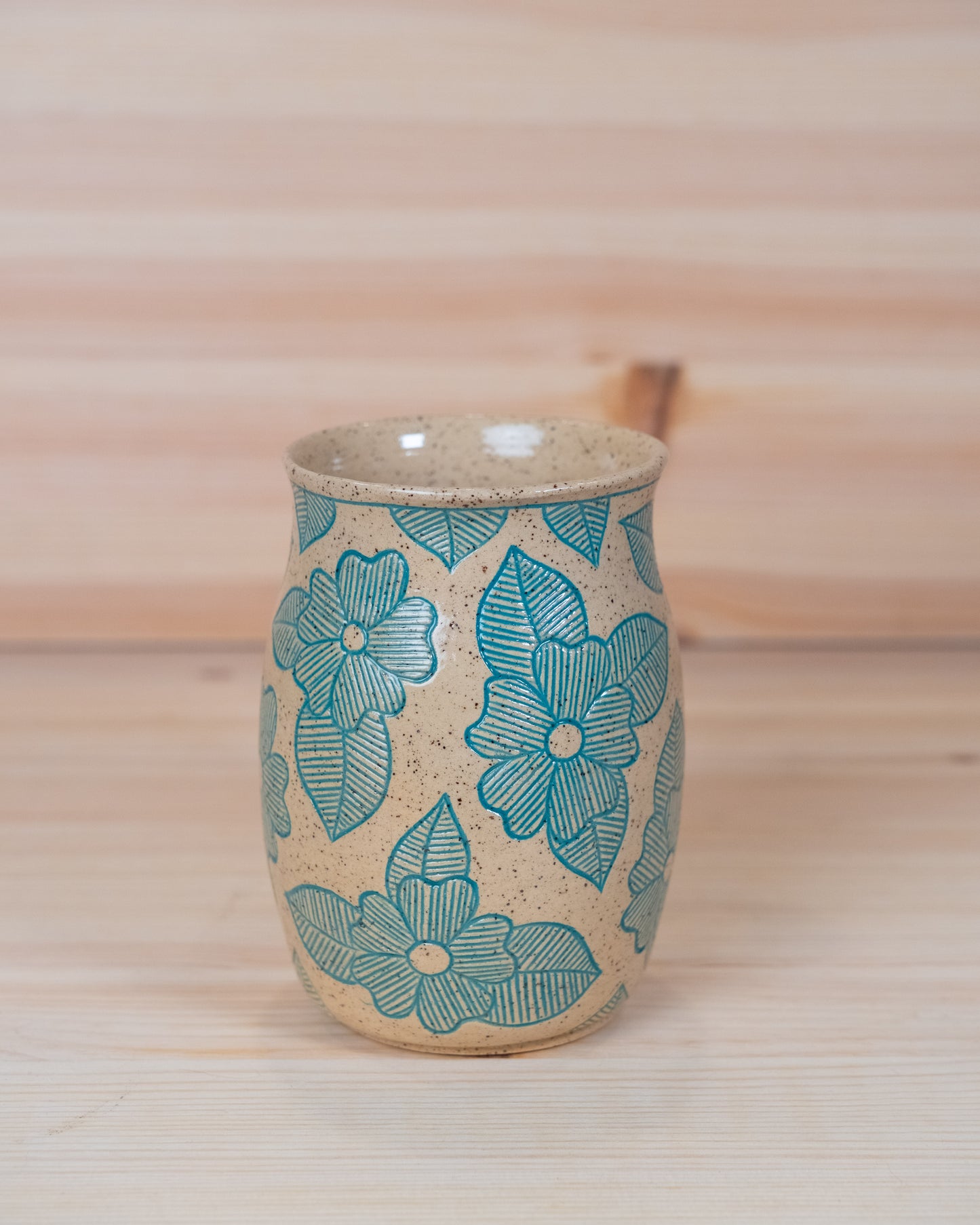 Turquoise Floral Inlay Mug