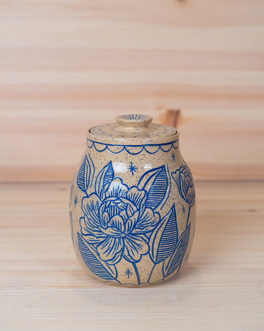 Floral Inlay Lidded Jar