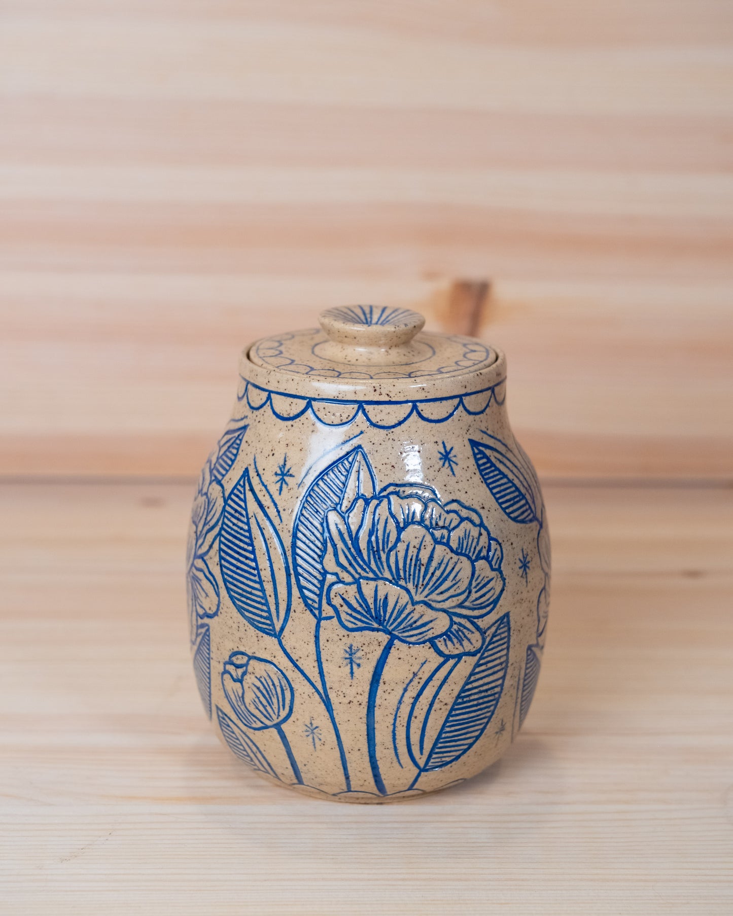 Floral Inlay Lidded Jar