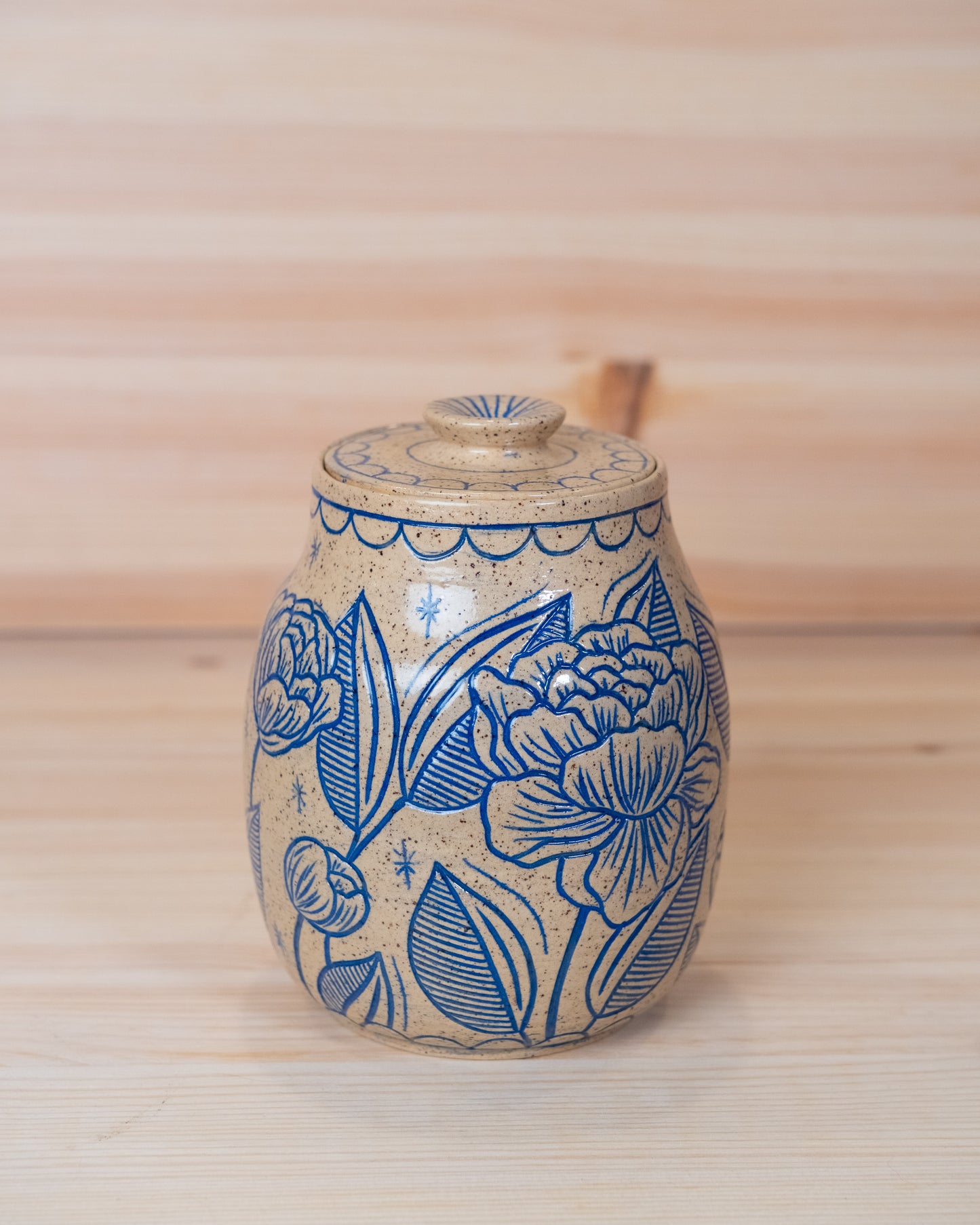 Floral Inlay Lidded Jar