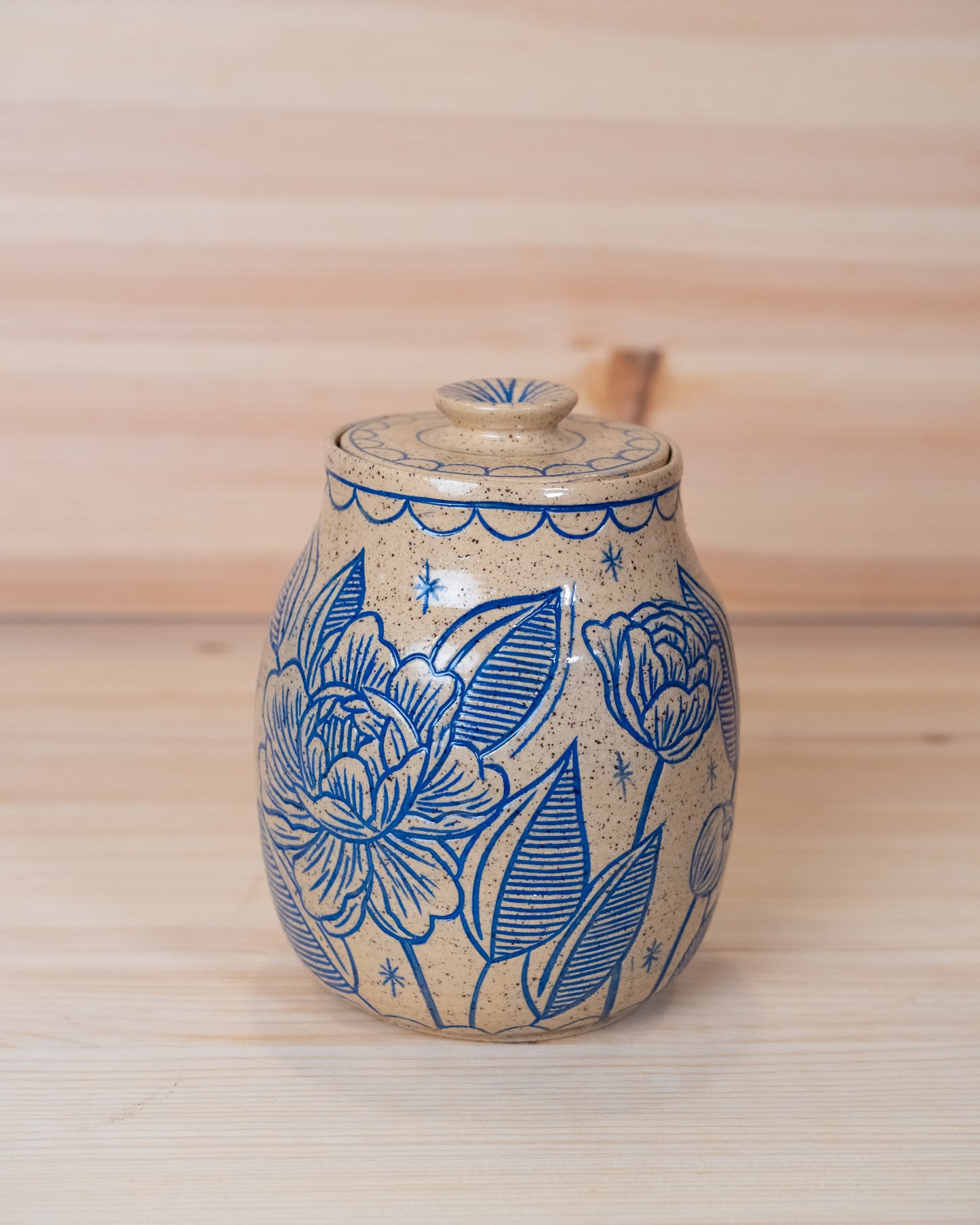 Floral Inlay Lidded Jar