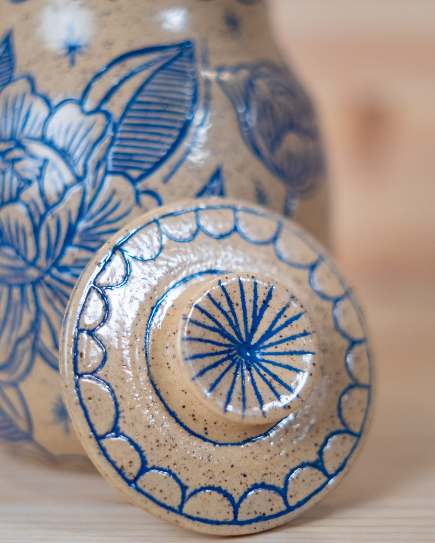 Floral Inlay Lidded Jar