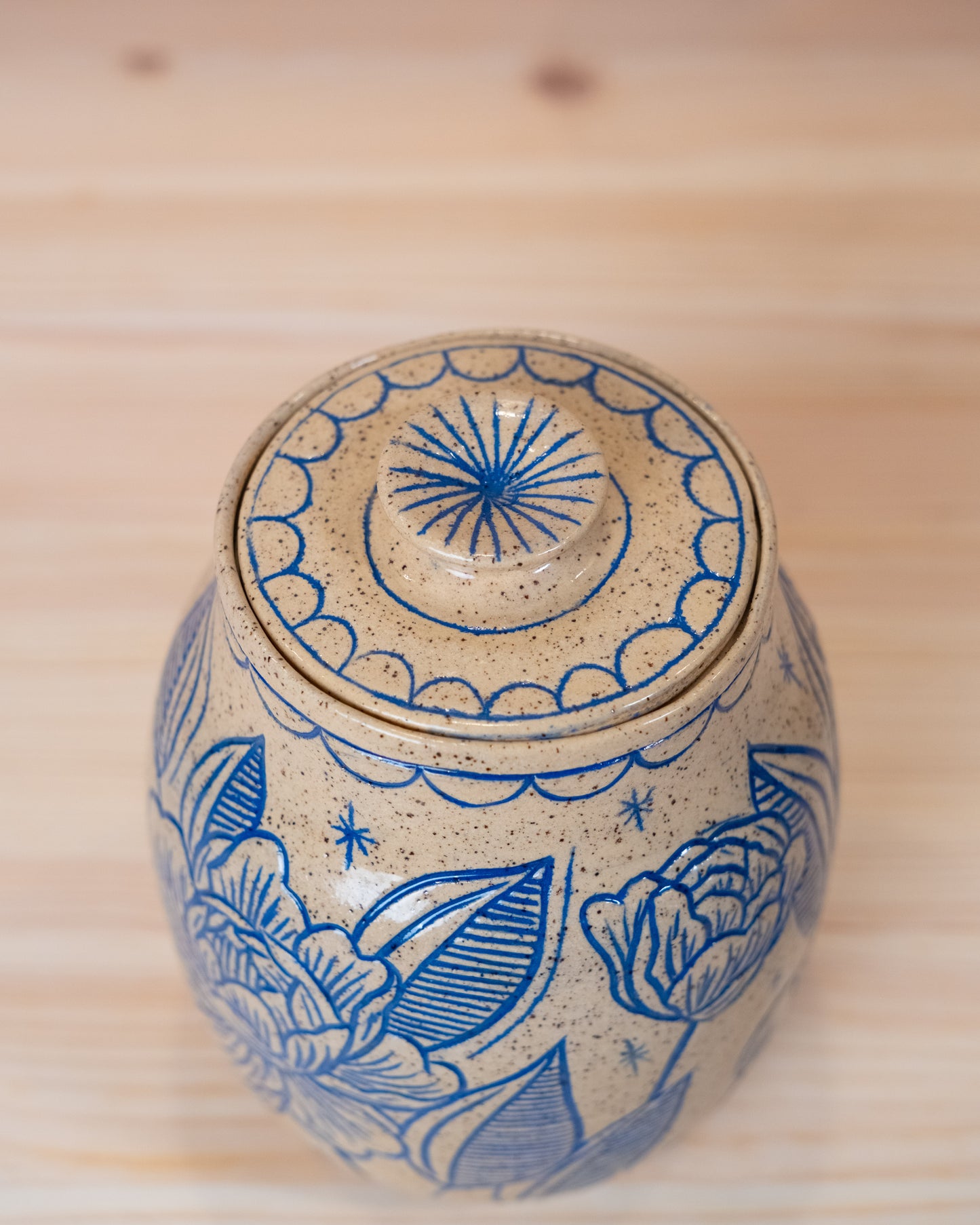 Floral Inlay Lidded Jar