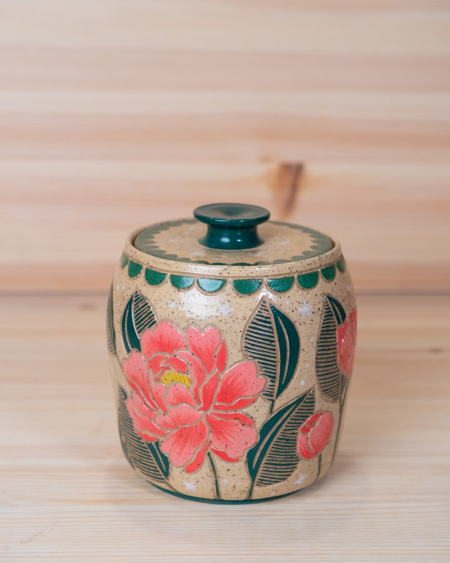 Peony Lidded Jar