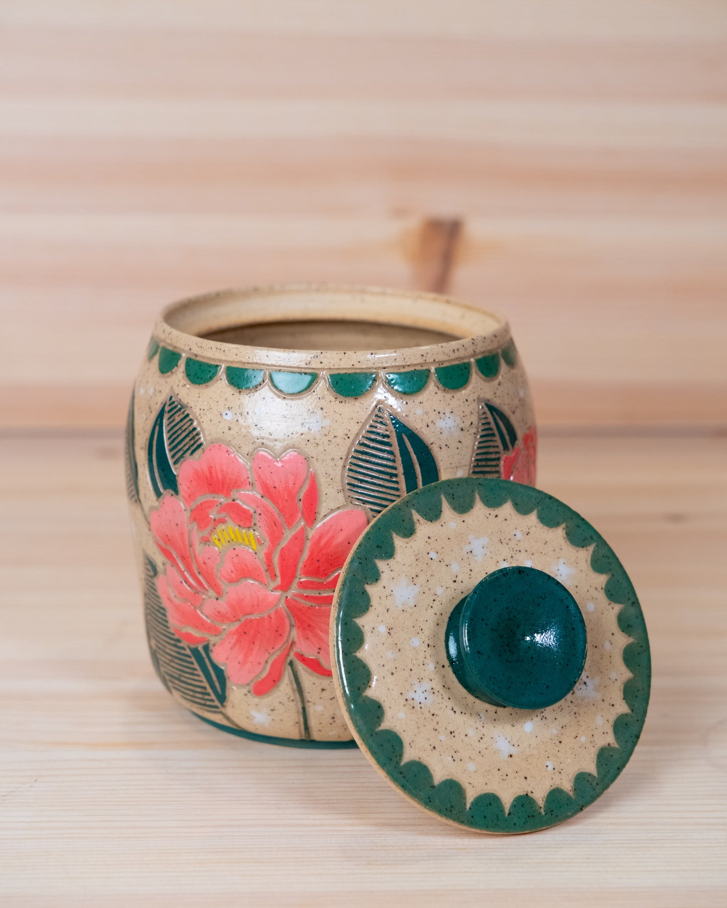 Peony Lidded Jar
