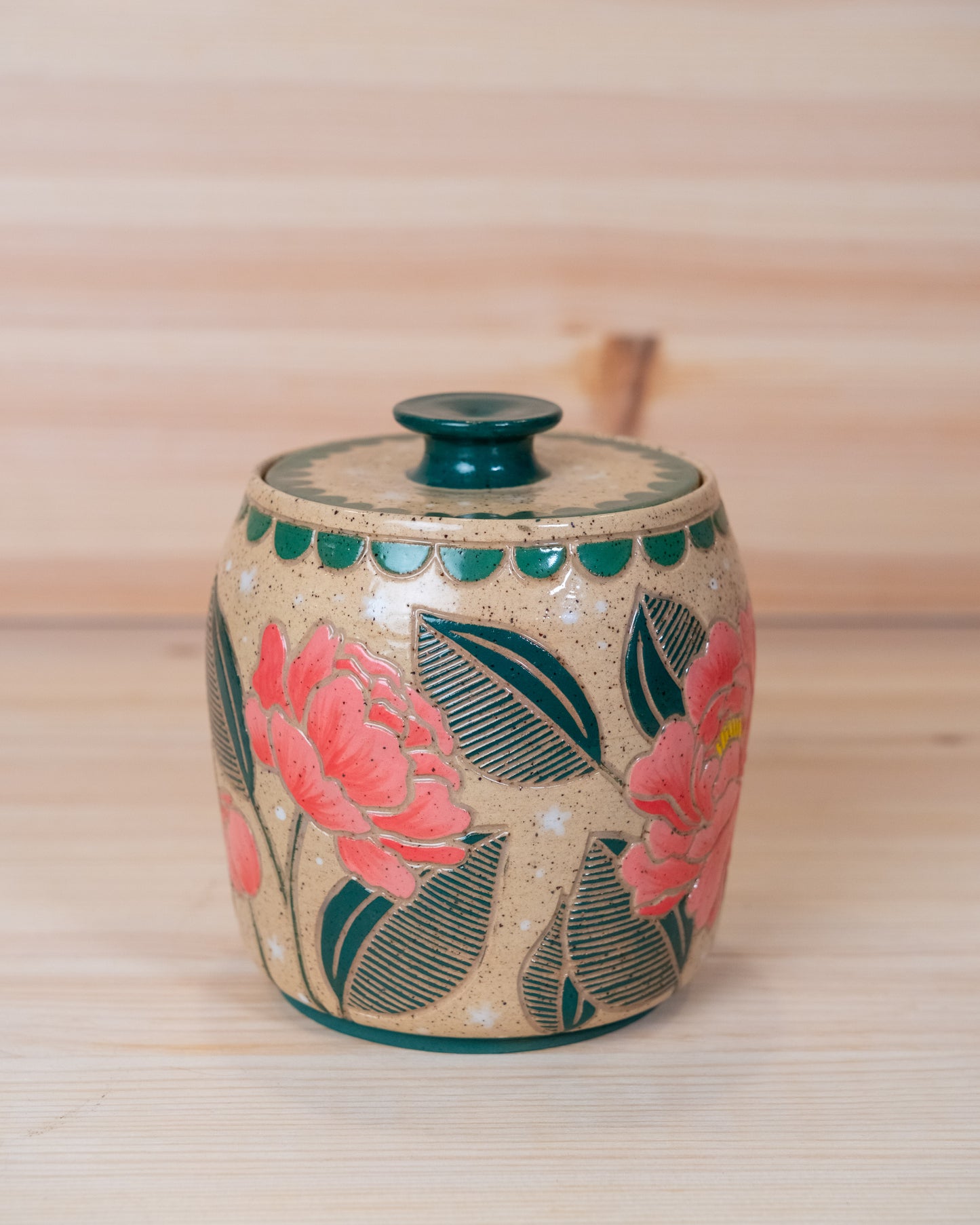 Peony Lidded Jar