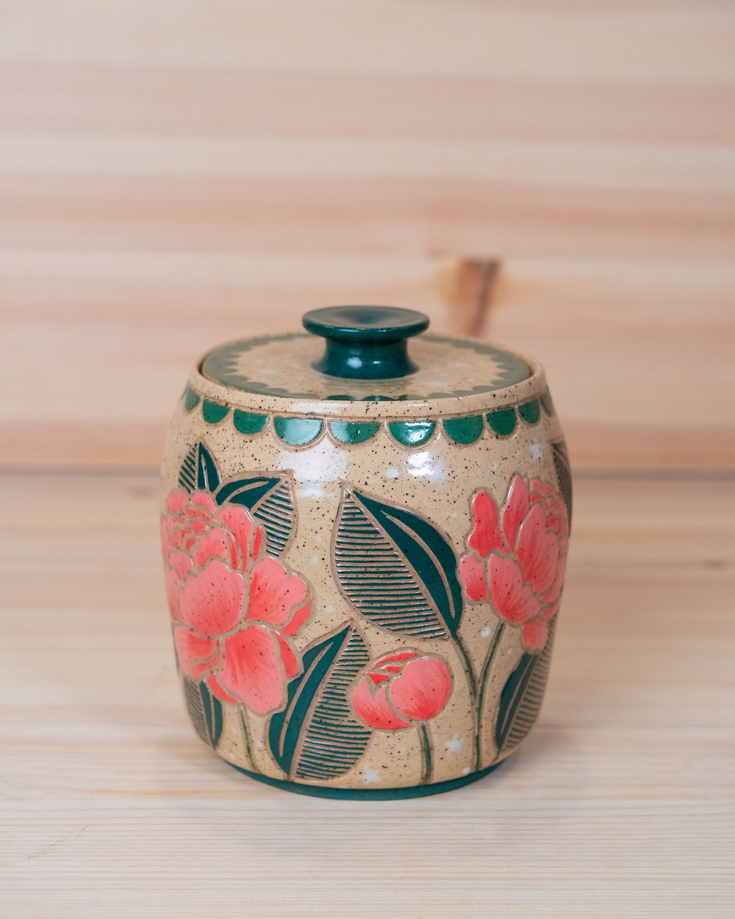 Peony Lidded Jar
