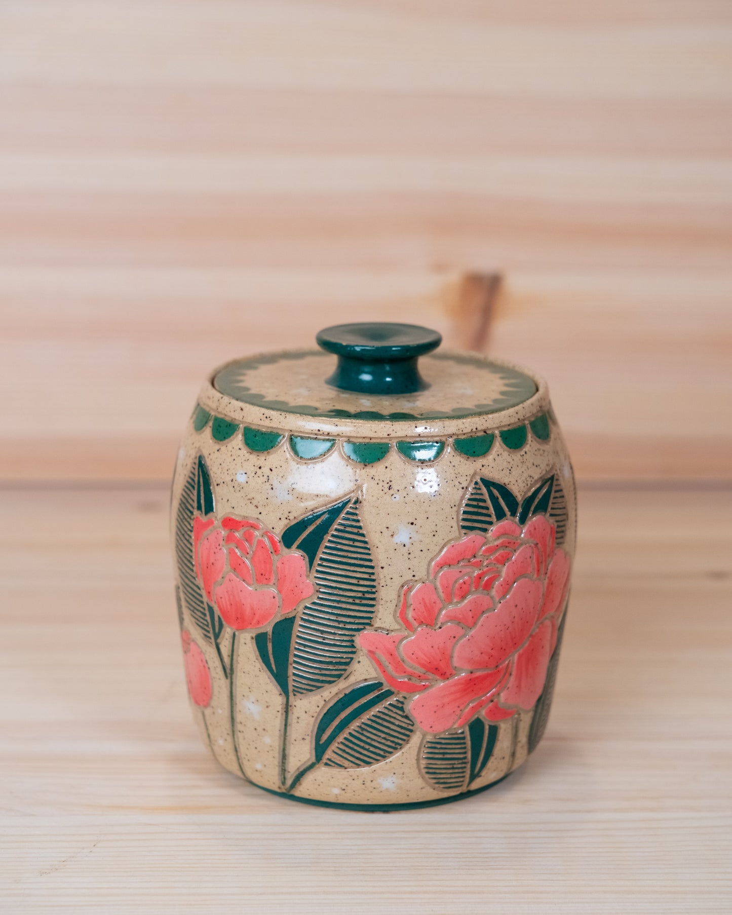 Peony Lidded Jar
