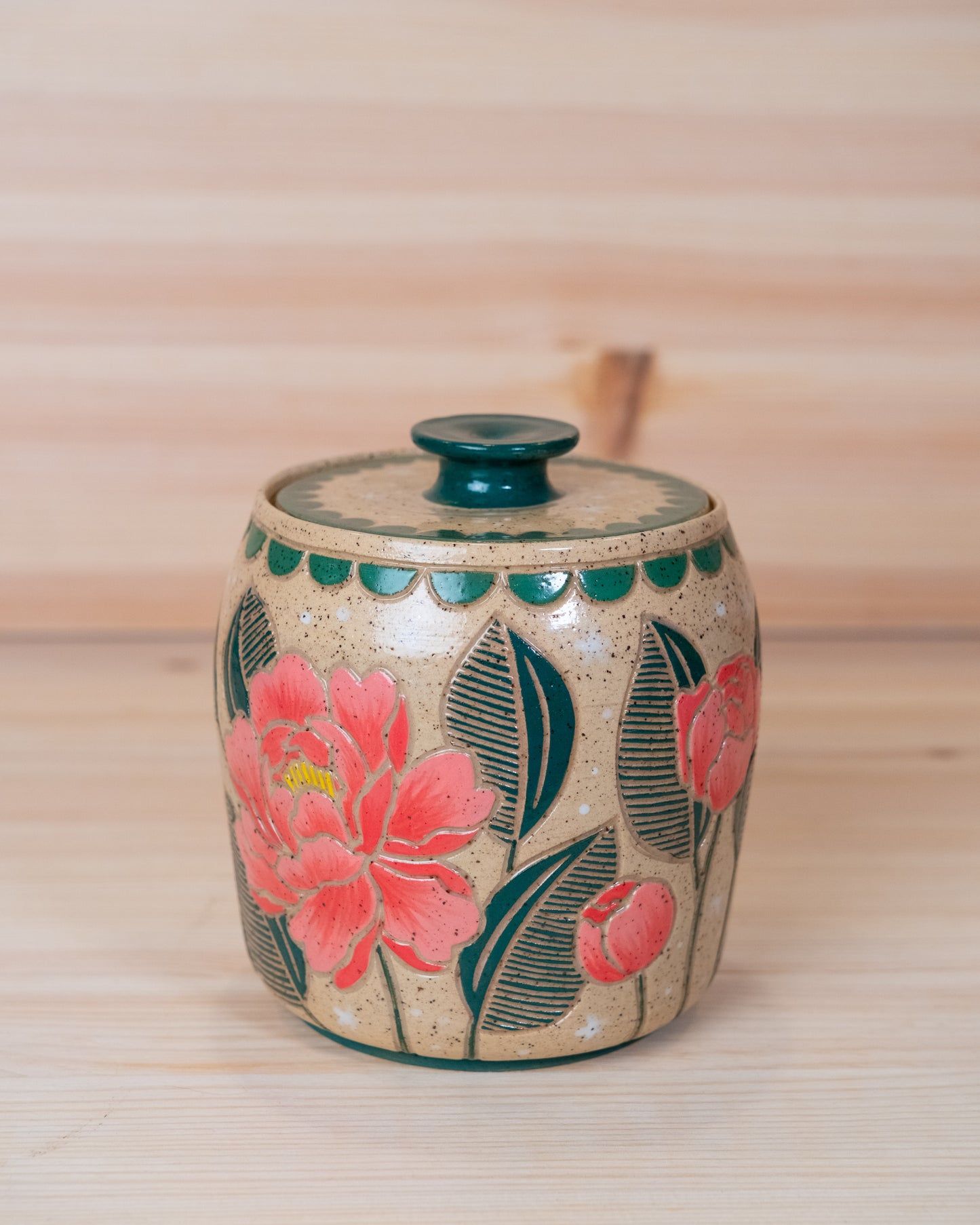 Peony Lidded Jar